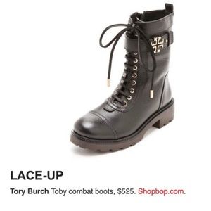 Tory Burch Leather Combat Boots Size 9.5